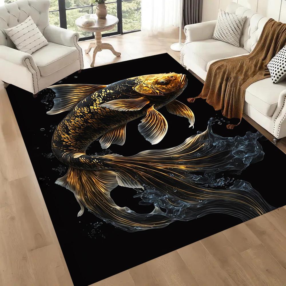Tappetini Simbolismo Pesce d'Oro per Soggiorno, Camera da Letto e Decorazione della Stanza Sono Adatti per Regali.