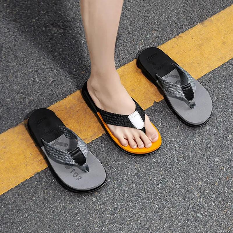 Summer Men's Mixed-color Flip-flops Thick Sole Fashion Breathable Casual Slippers Comfortable Wear-resistant Outdoor Footwear