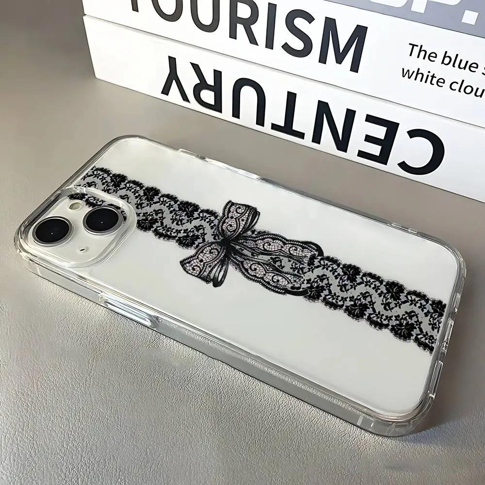 Luxury black lace Phone Case For Xiaomi Redmi Note 15 15C 14 13 12 12S 12C 11 10 10C 13C 10s A2 A3 Pro Plus 4G 5G soft TPU Cover