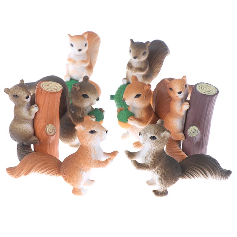 8 Niedliche Mini-Eichhörnchen-Figuren – Realistisch, Für Deko, Feengarten & Kuchen