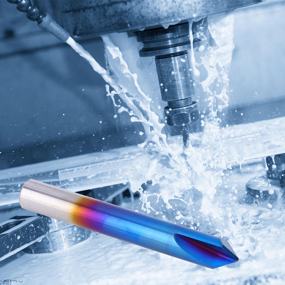 90 Grad Fase Schaftfräser 2 Flöte Blaue Beschichtung Wolframstahl Hartmetall Router Bit10x75L