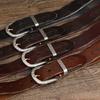Belt Men's Retro Distressed Carved Top Layer Cowhide Leather Hammered Steel Buckle Korean Style Trendy Jeans Belt
