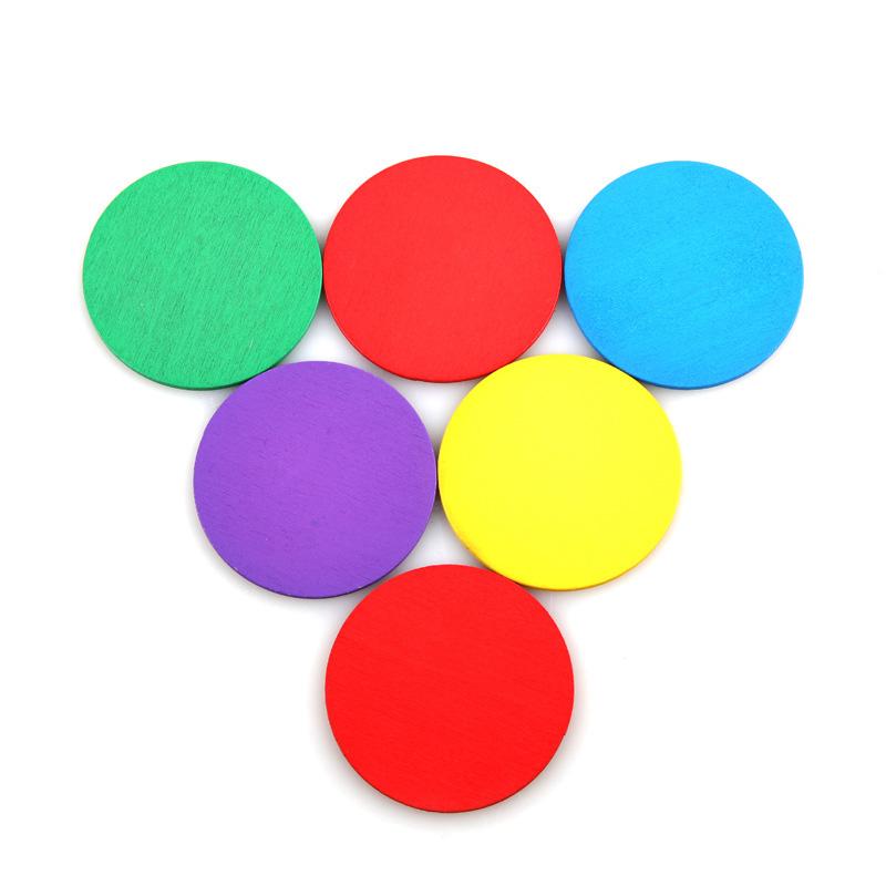 50 Pcs Wooden Pieces Puzzle Board Game Colorful Chess Pieces For Diy Games Accessories 25Mm