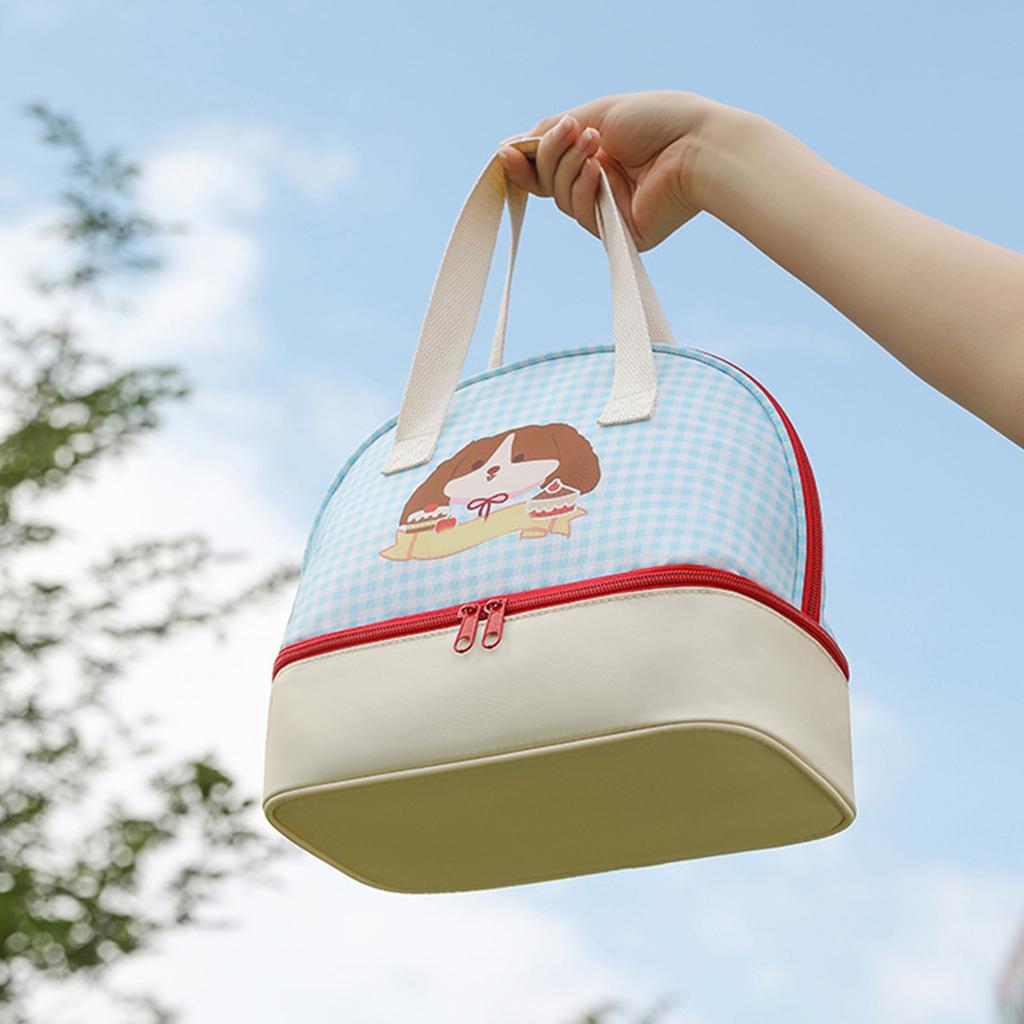 Cartoon Cats Lunch Bag with 2 Main Compartments Thermal Cooler Bag Lunch Case Insulated Bag Cooler Bag Lunch Box