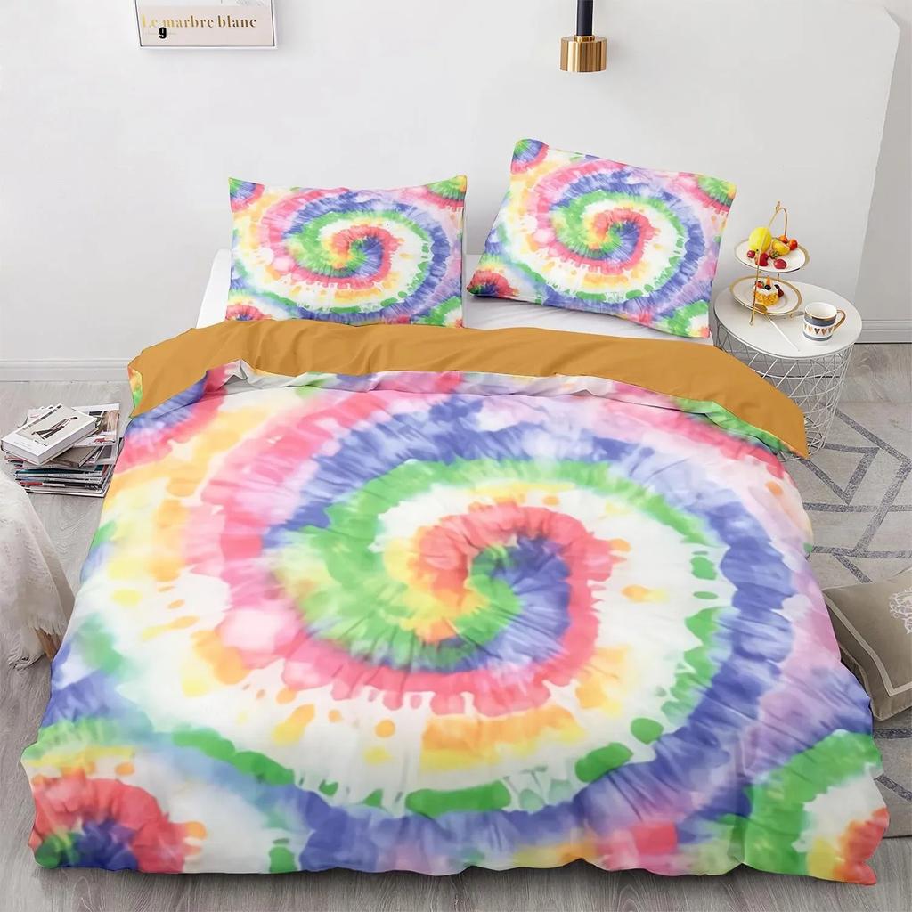 Tie Dye Duvet Cover Set Boho Psychedelic Bedding Set for Boys Girls Teens Bohemian Gypsy Full Comforter Cover Exotic Spiral