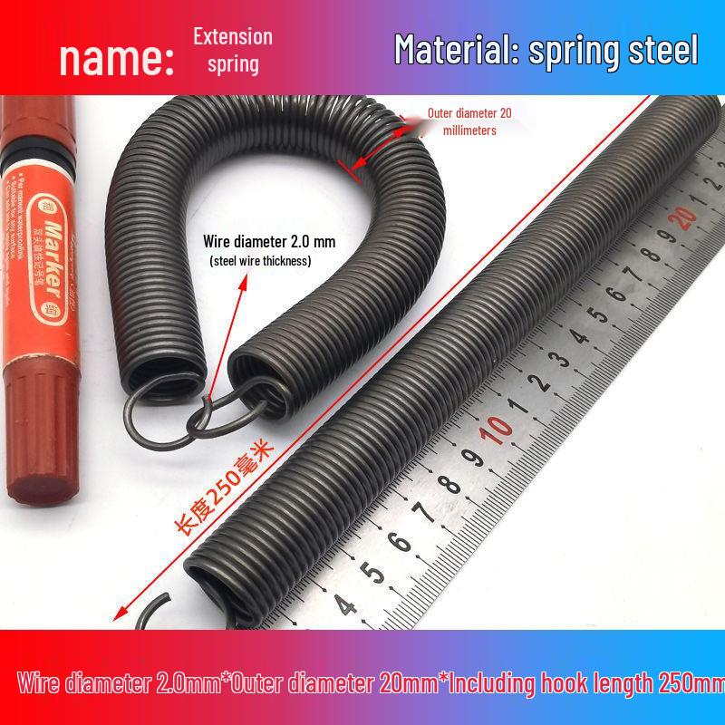 Mola de Tração de Aço Mola Amarela com Gancho para Extensão de Empilhadeira Elétrica, Diâmetro Externo 12-22mm, Arame 2.0mm, Alta Força de Tração