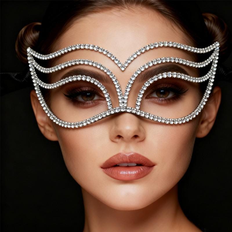 

Rhinestone Mask Personality Niche Design Masquerade Party Half-face Women s Holiday Decoration