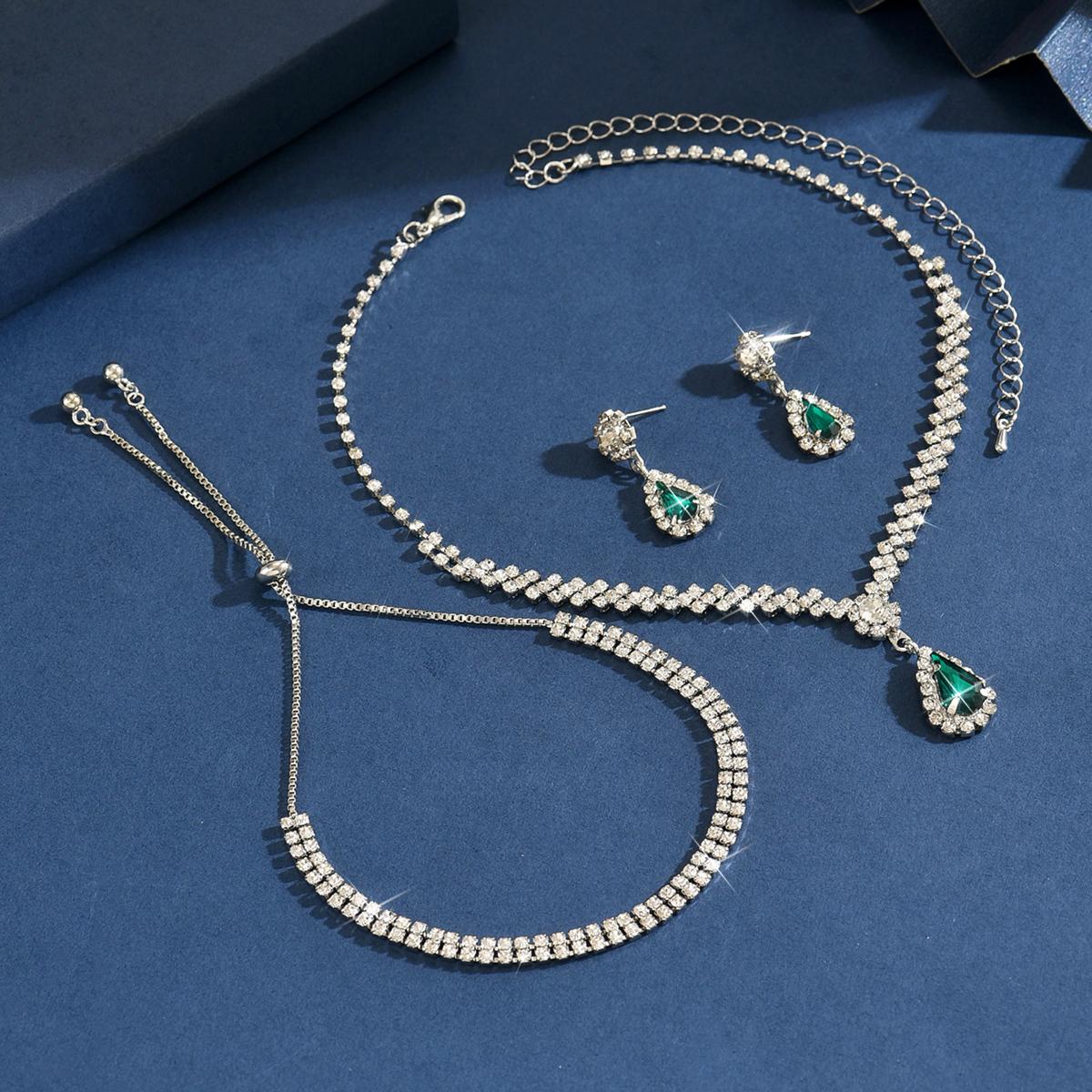 

4 шт. Женский модный набор капля воды, цветок, ожерелье, серьги, браслет, цирконий, универсальный, для вечеринки, фестиваля, подарок