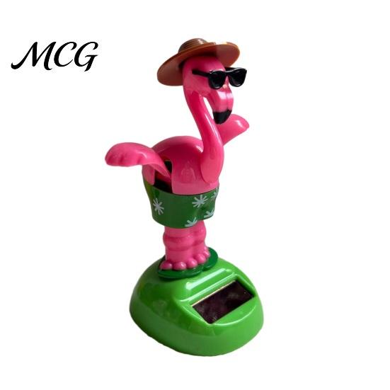 Durable Solar Dashboard Ornament Crane Bobble Head Car Decor, Cute Animal Ornament, Interior Decoration, Creative Home Office Gift Bright Rose
