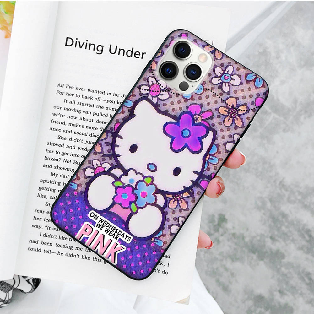 JZ3 Love Hello Kitty Black Sofe Case for OPPO Reno 8 6 5 4 Pro Plus Find X3 A17 A3 A31 A38 A40 A53 A54 A55 A74 A76 A78 A77 A80 A94 A95 A96 Lite