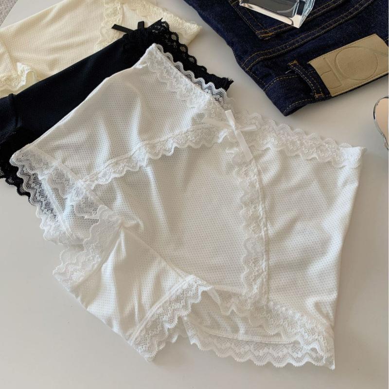 Women's Summer Thin Lace Ice Silk No Trace Not Clip Hip Anti Light Waist Flat Angle Briefs