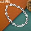 Argento Sterling 925 Moda Chic Catena Laterale a Chicchi di Caffè Bellissimo Bracciale Gioiello Regalo