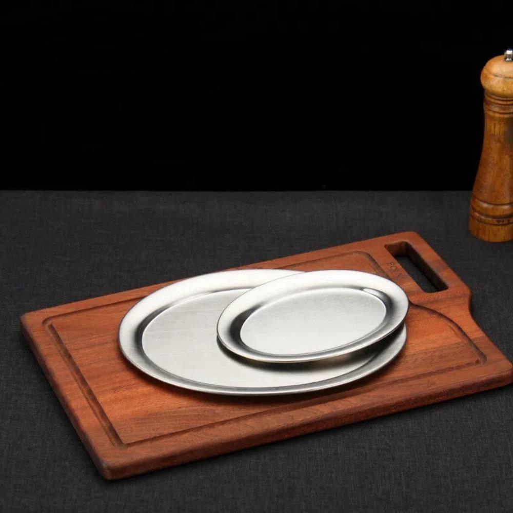 Multipurpose Korean Style Barbecue Pan Exquisite Dinner Plates Creative Oval Shaped Plate  Dining