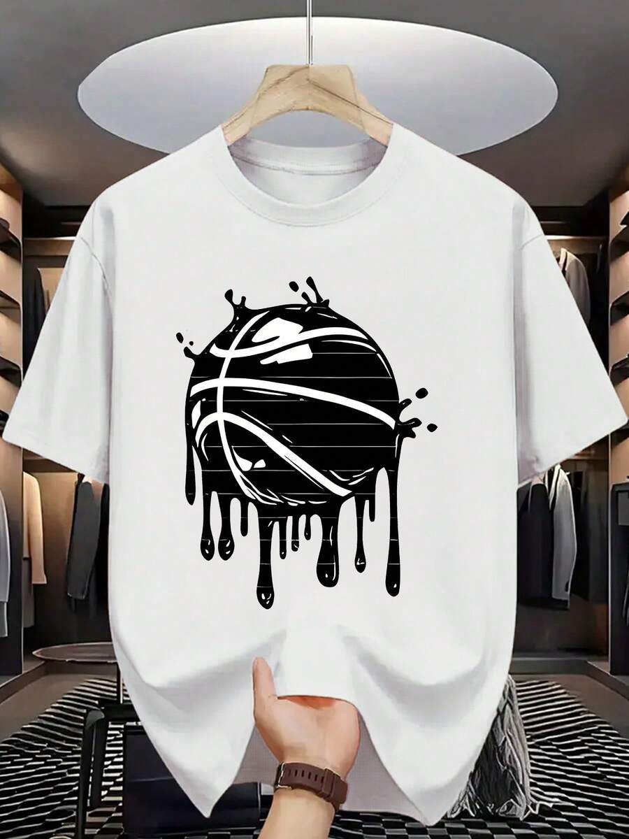 Basketball Print Unisex s T-Shirt L