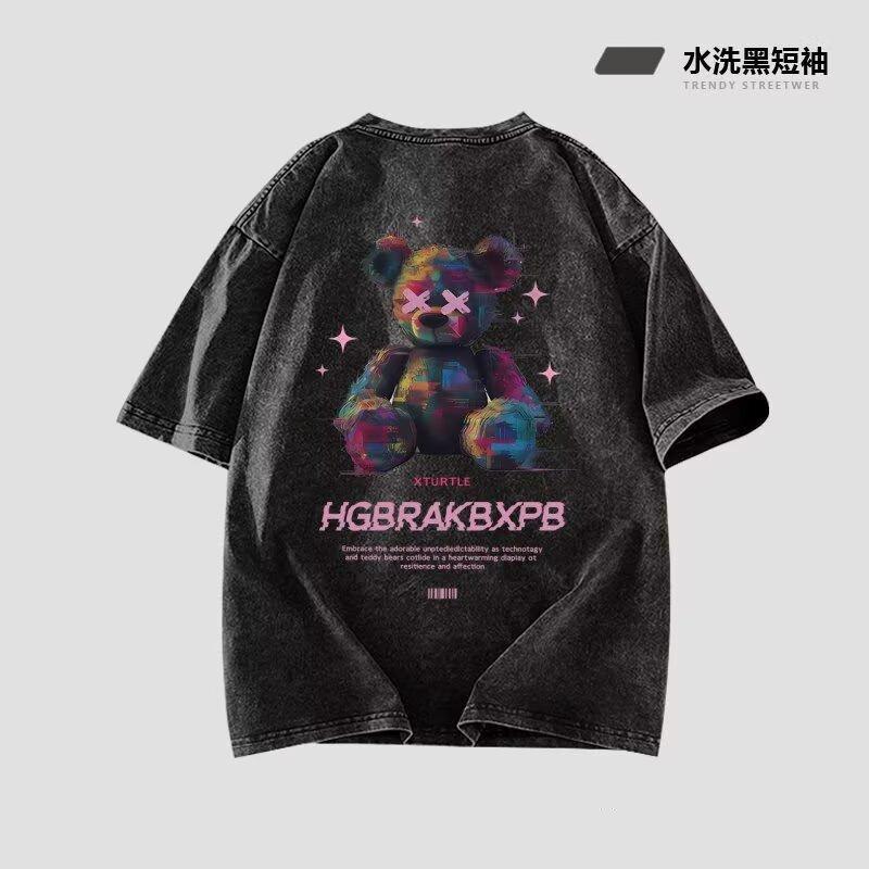 

Men S Fashion Cool Washed Short-Sleeved T-Shirt Men S Ins Tide Casual Tops Round Neck Bottoming Shirt Tops Summer M сірий колір