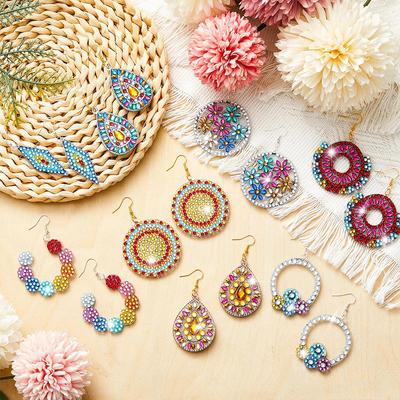 8 Paar Doppelseitige Diamantmalerei Ohrringe Diamant Glitzer Kunst Ohrring-Set Mosaikbohrer Ohrring-Sets für Schmuckherstellung