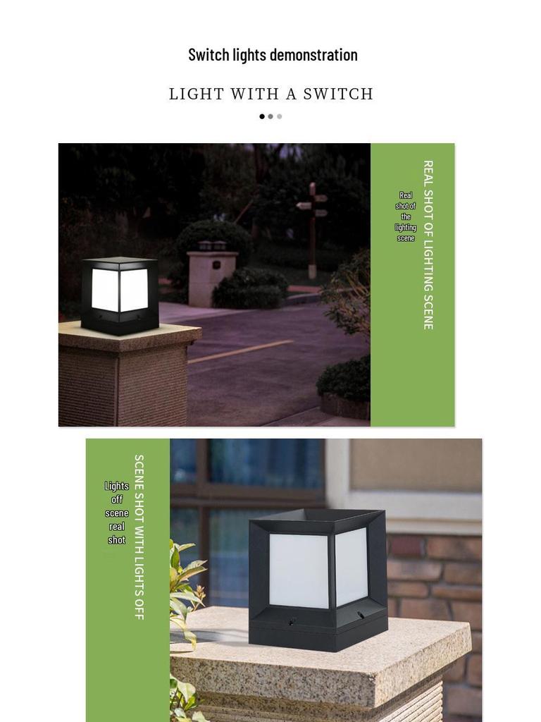 European-Style Solar Waterproof Outdoor Square Light for Courtyards, Villas, Parks, Fences, and Gates 