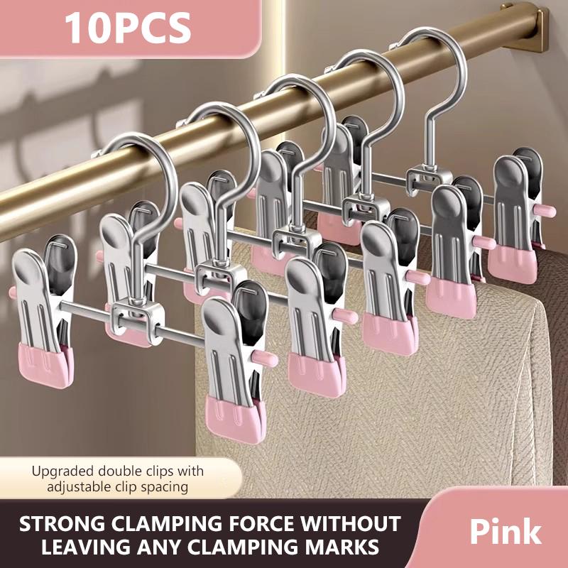 Stainless Steel Multi-Functional Hook Clip For Clothes Hangers And Wardrobes For Storing Trousers