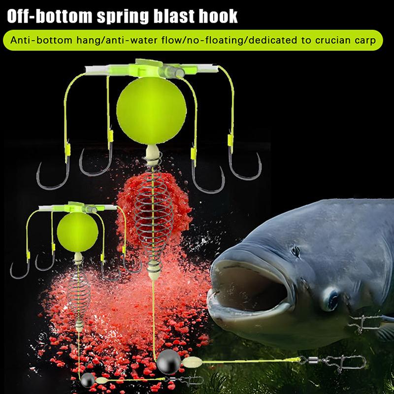 1Pc Fishing Bait Cage Carbon Steel String Hook Fishing Set Anti Winding Bait Cage Float Line Group Feeder Sinker Fishing Tackle