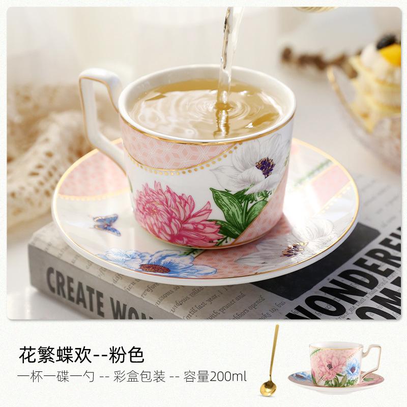 European Luxury Pastoral Ceramic Coffee Cup Set French Elegant Tea Cups Gold-plated Ceramic Latte Ceramic Flower Coffee Mug