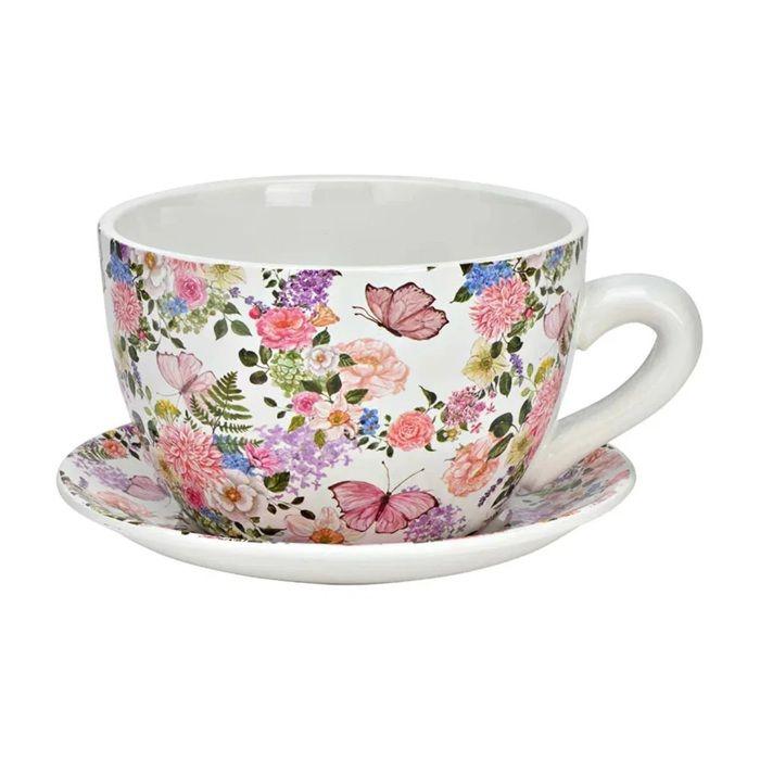 Pot de fleurs - EDEN - Florale Colorée - Céramique - Cylindrique 15x20x12 cm - Design floral