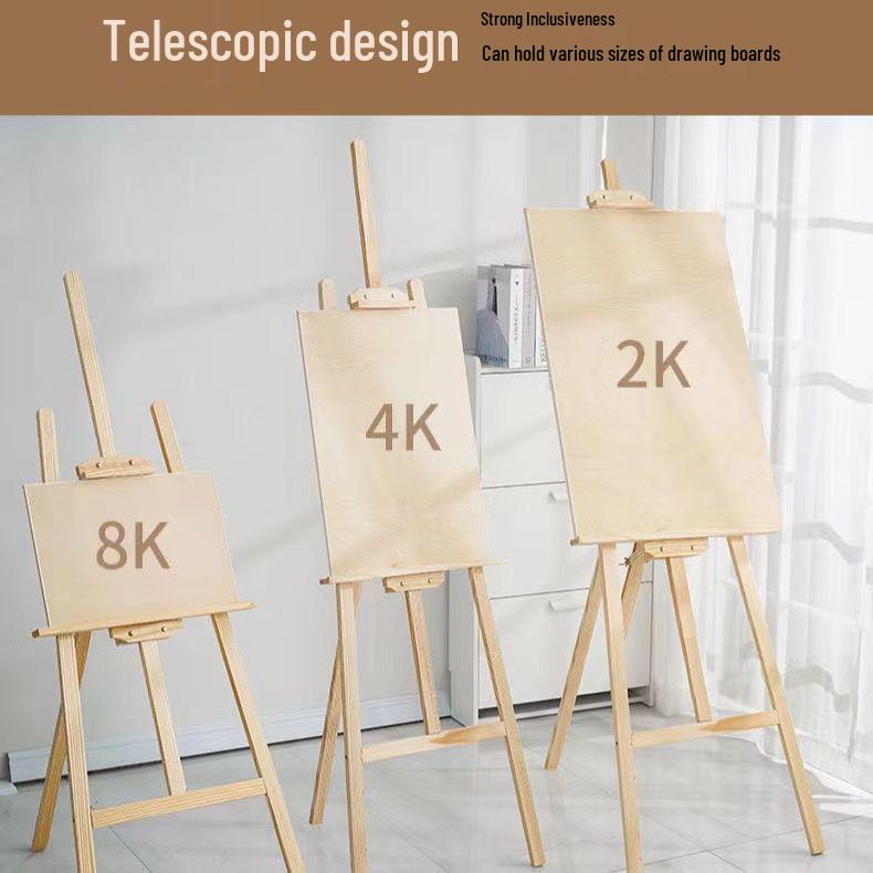 Складной телескопический мольберт из массива дерева - Портативный треугольный мольберт и доска для рисования эскизов