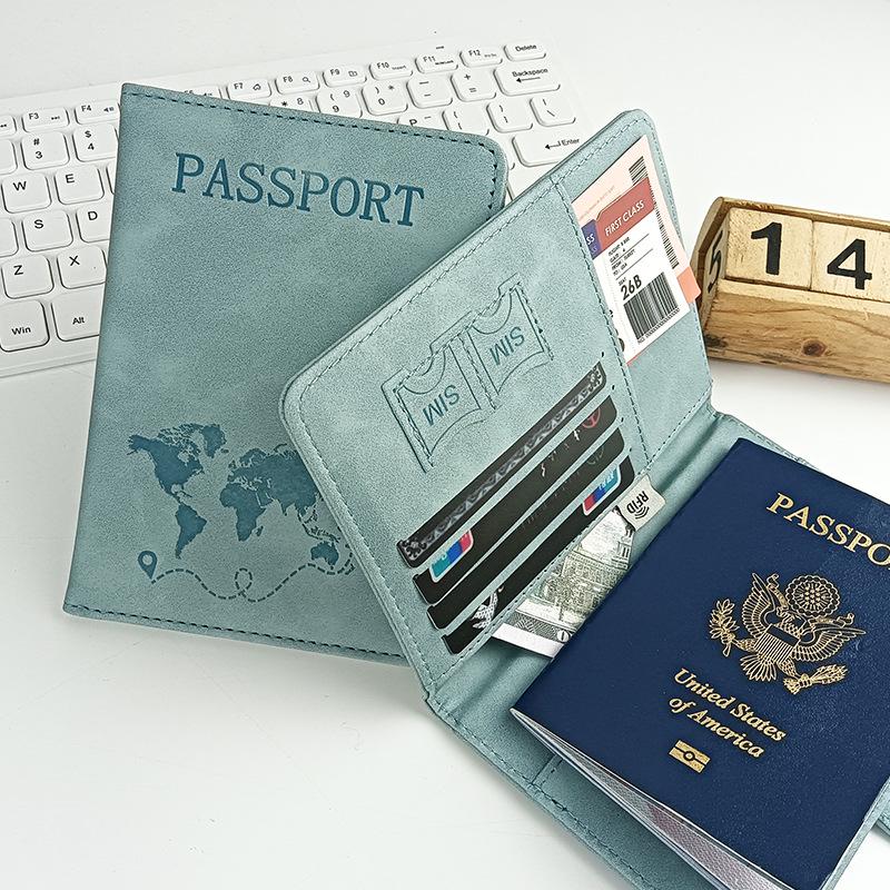 PU Leather Multi-Card Passport Holder with Embossed Design