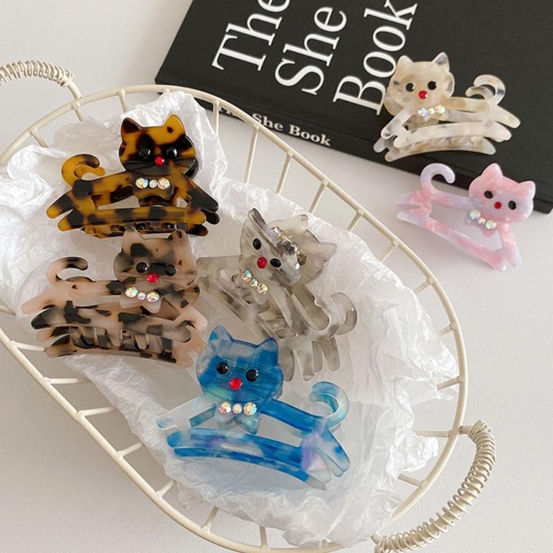 Stylish Cats Acetate Hair Claw Clip Unique Designs Women's Hair Accessory for Daily Outings and Casual Gatherings