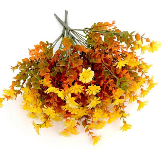 6 Pcs Artificial Fall Flowers UV Resistant Faux Plants Outdoor Decoration Realistic Fake Flower Bundles for Thanksgiving Porch Window Box Planter