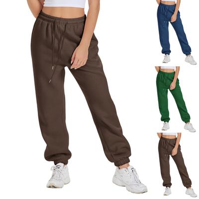 Women's Winter Sweatpants Solid Color Casual Pants Women's Fleece Sweatpants Wide Leg Straight Pants