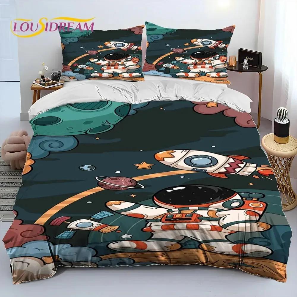 Comforter Astronaut Space Cartoon Comforter Bedding Set Bed Set King Queen Size Bedding Set For Child