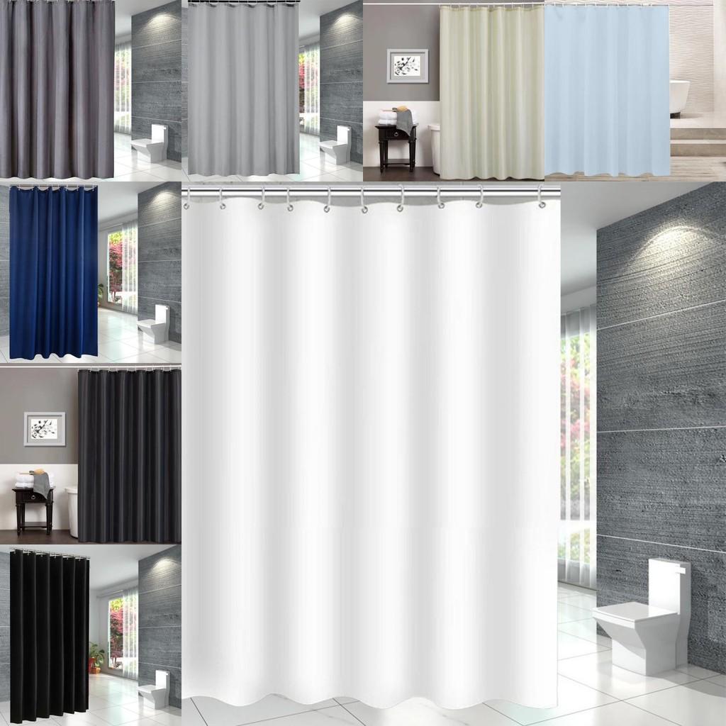 Waterproof Solid Color Polyester Shower Curtain Hooks Set For Decor Bathroom