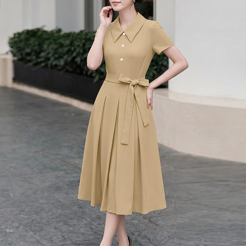 ZANZEA Vestito casual da donna a maniche corte con colletto da bambola dolce