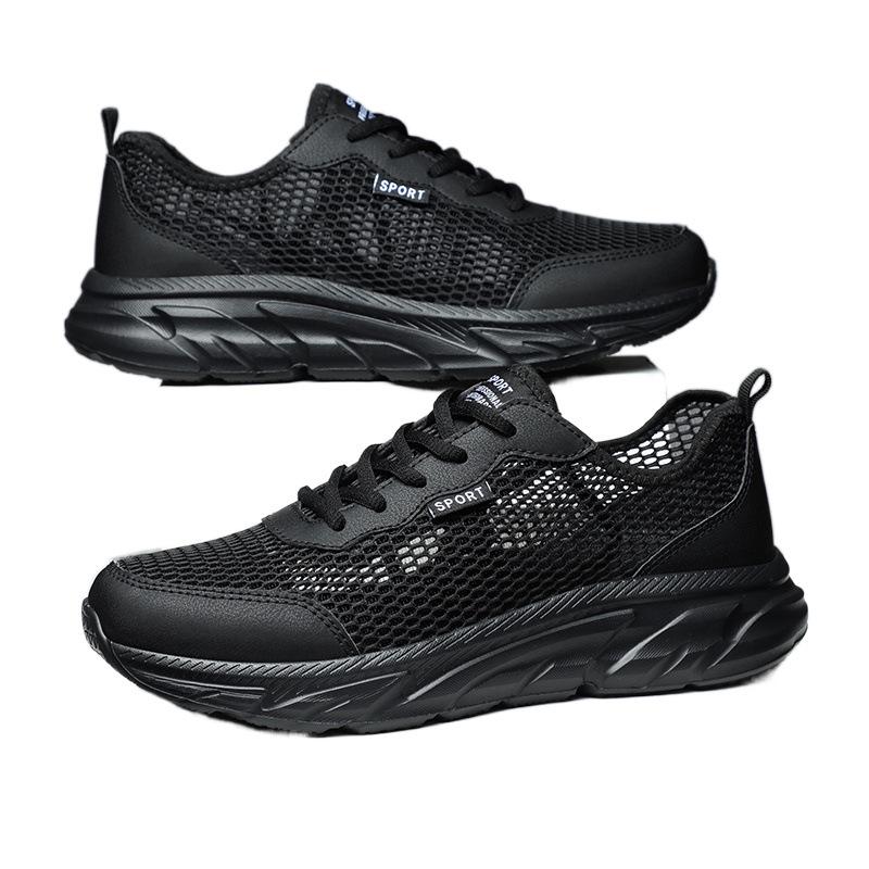 Mesh shoes autumn mesh breathable single mesh thin lightweight black casual sports running shoes