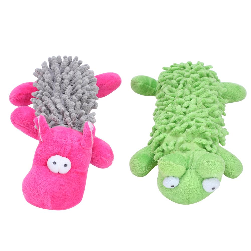 2 Pcs Frog and Hippo Shape Plush Dog Chew Bite Toy Pet Dogs Puppy Interactive Training Toys