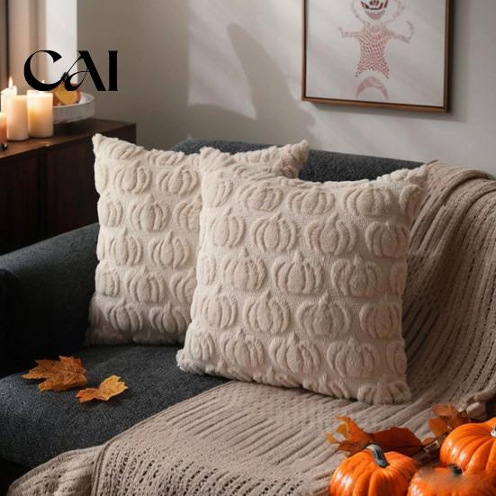 Decorative Pillow Cover for Couch Plush Pumpkin Cushion Cover, Halloween Throw 18 X Inch Ghost Case Cute Soft Spooky Season, Cozy Fall Home Decor