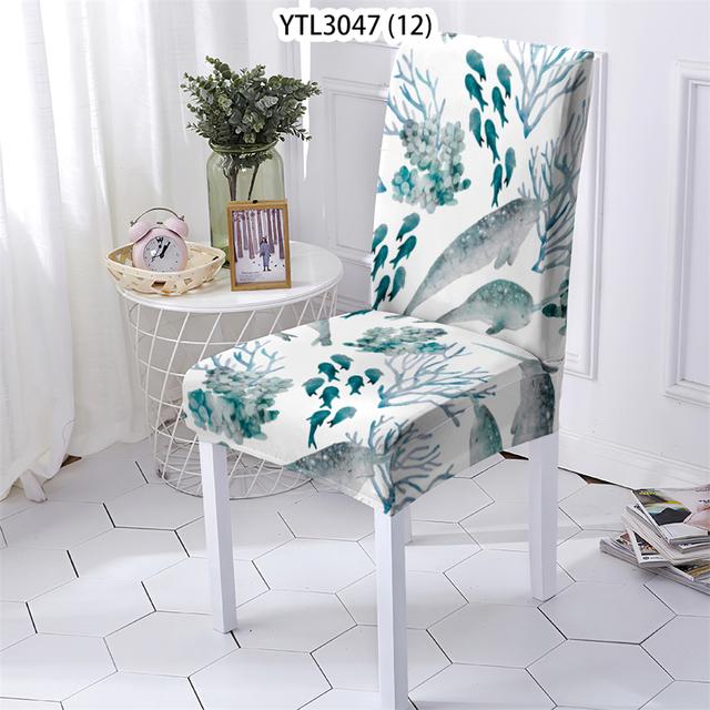 Bürostuhlbezug im Ozean-Tier-Stil, Stretch-Stühle, Küchenstuhlbezug, Pflanzenkorallenmuster, Stuhlbezug für Zuhause