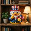 Patriotic Duck Figurine Funny Uncle Duck Statue with American Flag And Top Hat Collectible 4th of July Decoration for Independence Day Home Decor