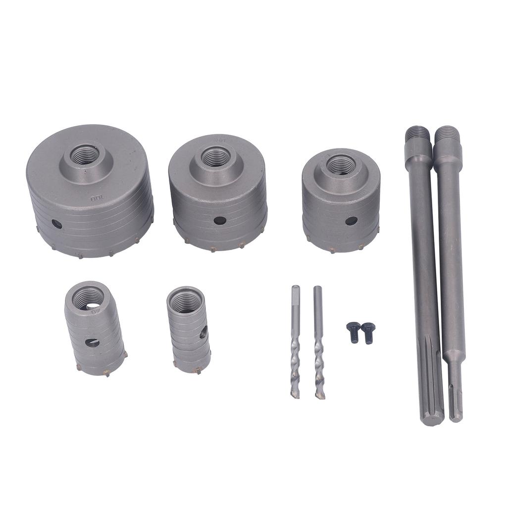 9 szt. Zestaw otwornic do betonu 30?100mm Wiertło Frez do Muru Cementowego Kamienia Cegły