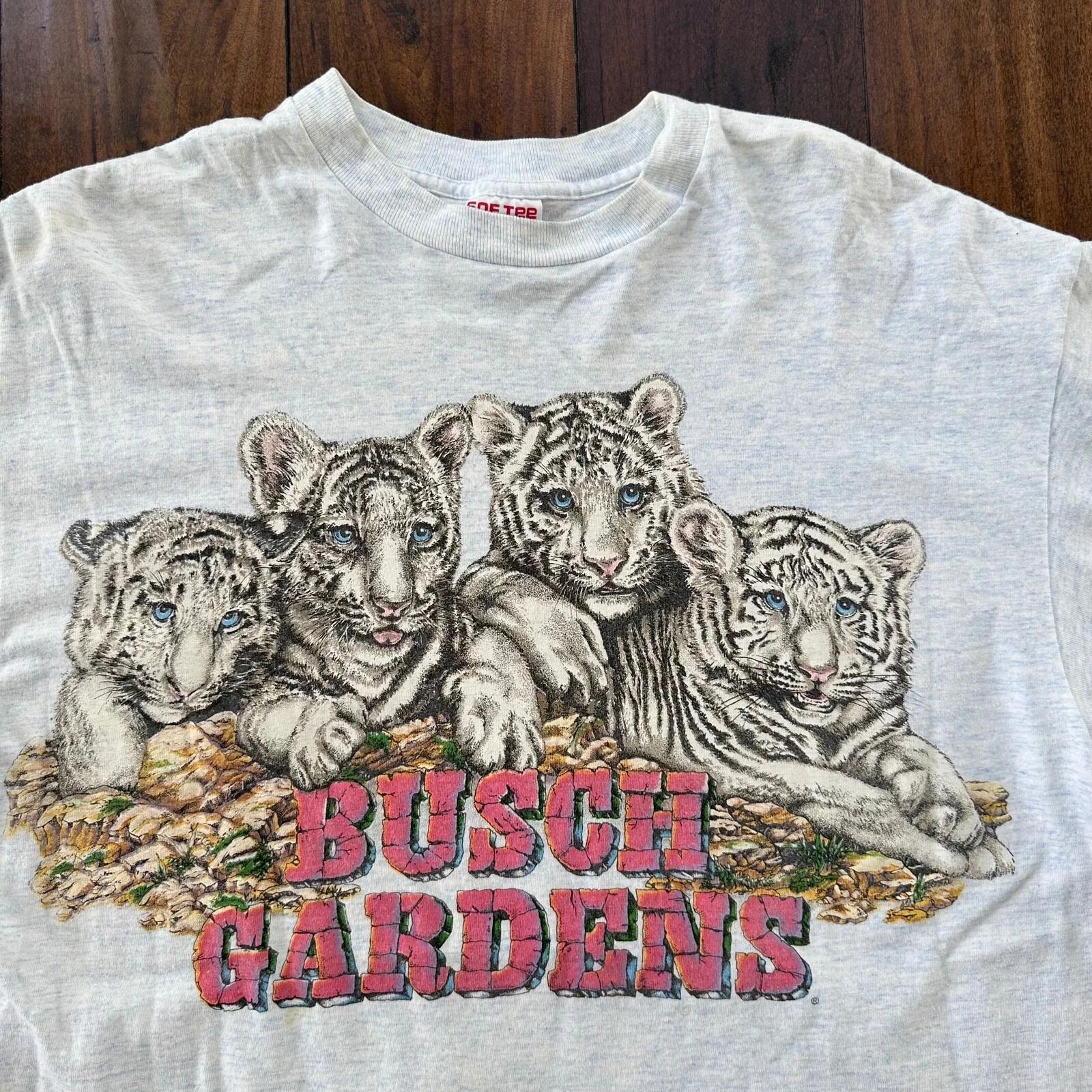 

Busch Gardens White Tigers Vintage T Shirt Animals Cats Love Cute Rap Single T 4XL