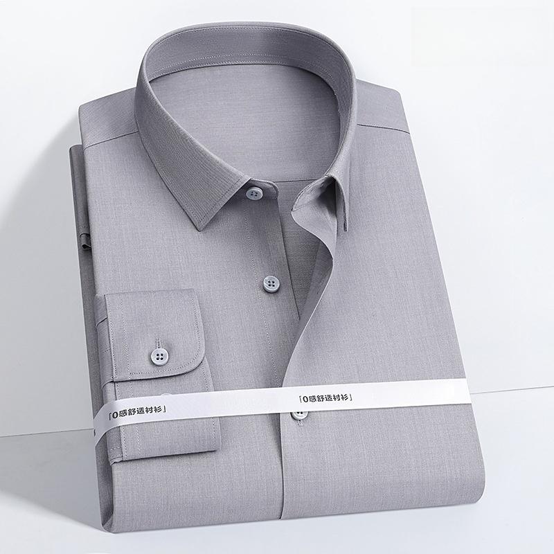 New Men Shirt Bamboo Fiber Long Sleeve Anti-wrinkle Non-ironing Slim Fashion Casual Business Office White Blue Social Shirt 5XL