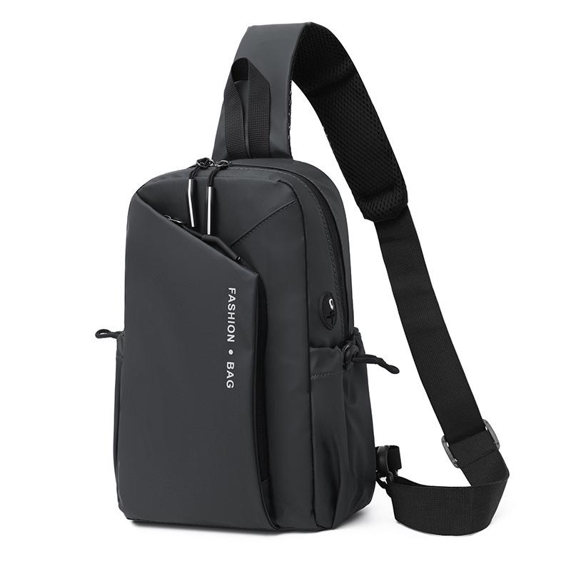 

Мужская водонепроницаемая нагрудная сумка большой вместимости из ткани Оксфорд - корейский стиль серый