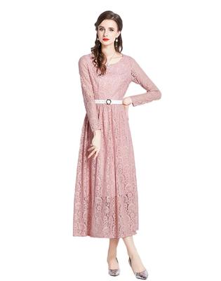 Vilaria Long Sleeve Midi Party Short Round Solid Perfect for and Special Women's All-Lace Dress, Length, Dress, Sleeves, Neck, Slimming, Color,