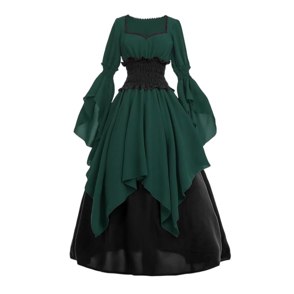 Rochie Pentru Femei Costum de scena Halloween COS Rochie Retro Culoare Solida cu talie Petrecere Seara Seara Rochie lunga