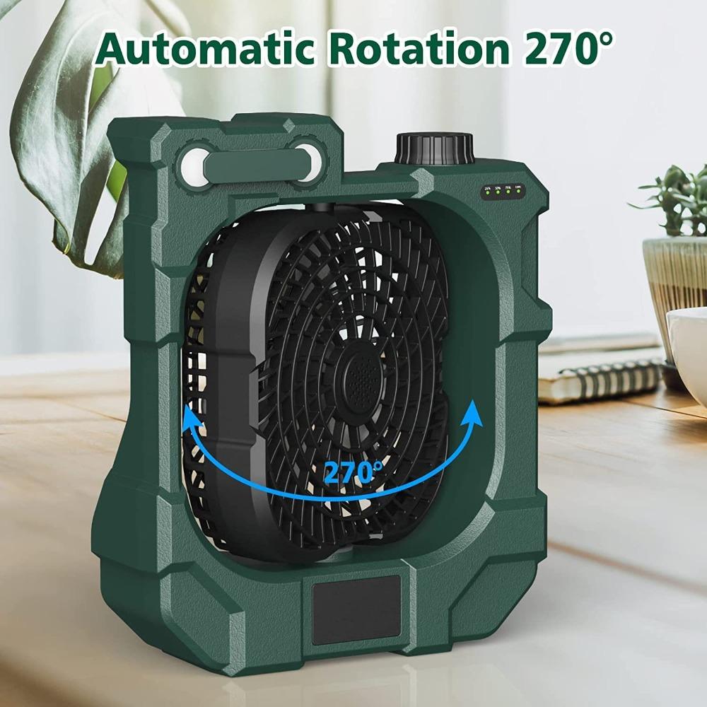 USB Ports Rechargeable Camping Fan Adjustable Oscillating Fan Battery Operated Fan  Outdoor Travel