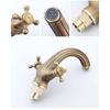 Dual Handles Antique Basin Hot and Cold Water Single Hole Crane Bronze Sink Faucet Bathroom Vintage Mixers Taps