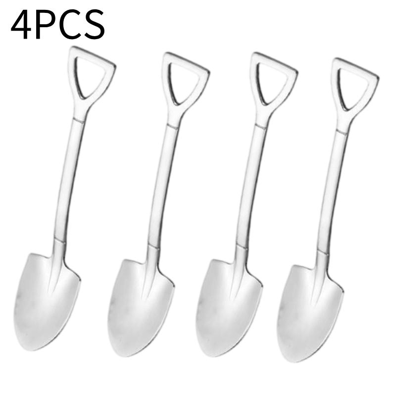 4-teiliges Kaffeelöffel-Besteck-Set aus Edelstahl, Retro-Eisenschaufel, Löffel für Eisportionierer, kreativer Löffel, Teelöffel, modisches Geschirr