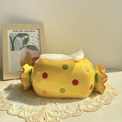 

Стиль Ins Креативная коробка для салфеток Домашняя Спальня Гостиная Кофейный столик Милый ящик-конфета Керамические ремесленные украшения жёлтый