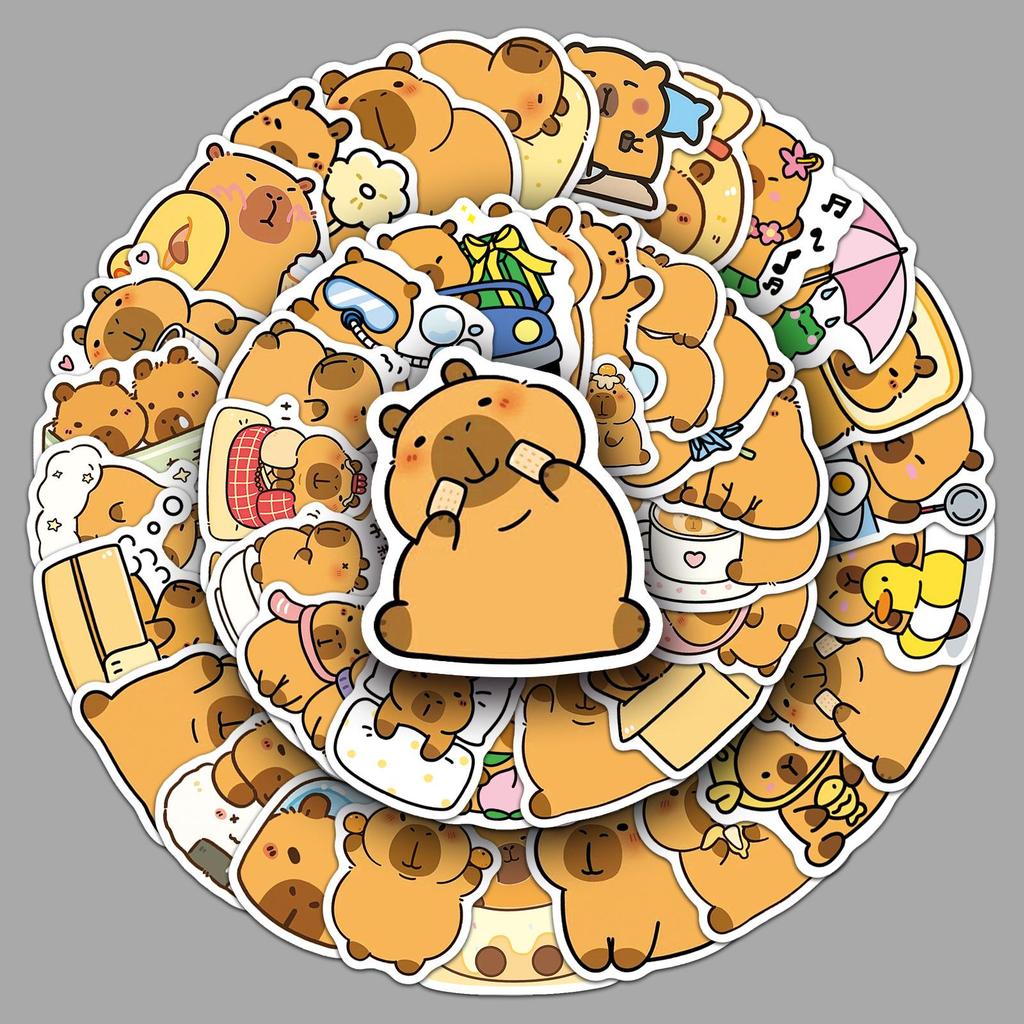 50pcs Capybara Cute Animal Stickers for DIY Decoration: Pet Cards, Journals, Phones, Thermos Cups