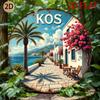 Kos Griechenland Küstenstadt Blechschild Vintage Langlebige Metallplakette Wanddekor Zuhause Büro Bar Man Cave Wandkunst